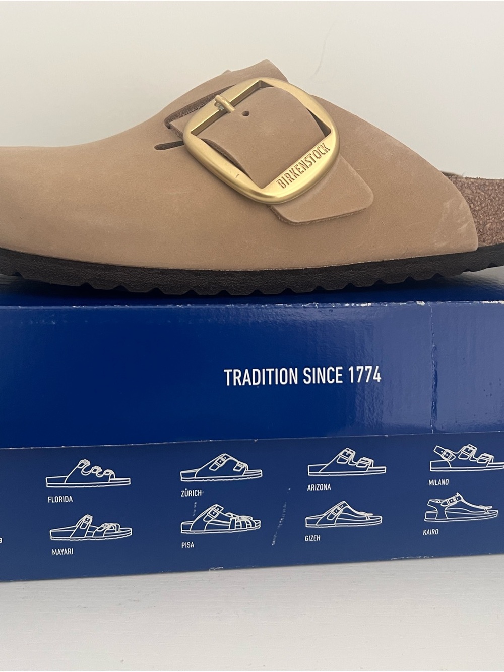 Birkenstock Boston Big Buckle Nubuck Leather Clogs Sandcastle EU 40 / US Women's